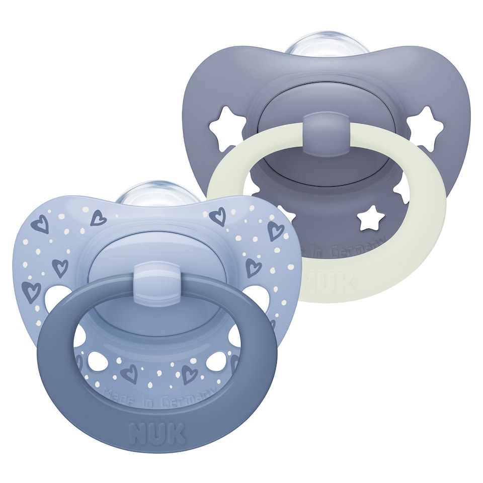 image 1 of NUK First Choice Day & Night Glow in the Dark Soother Set 0-6m 2 Pack