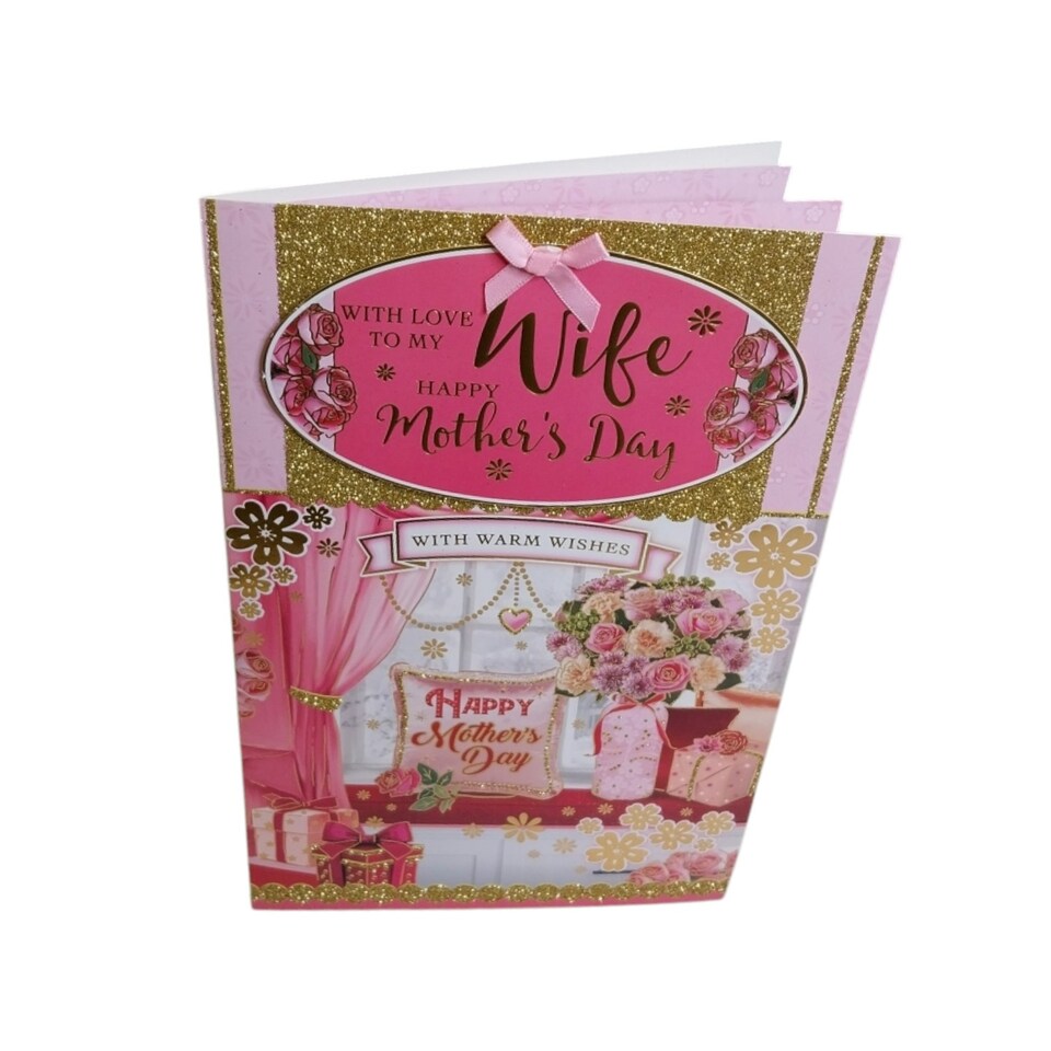 image 1 of To My Wife Lovely Pink Colour Window Design Mother's Day Card