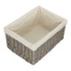 image 1 of Large Grey Wash White Cotton Lined Willow Storage Baskets | Brown | White | L | 1