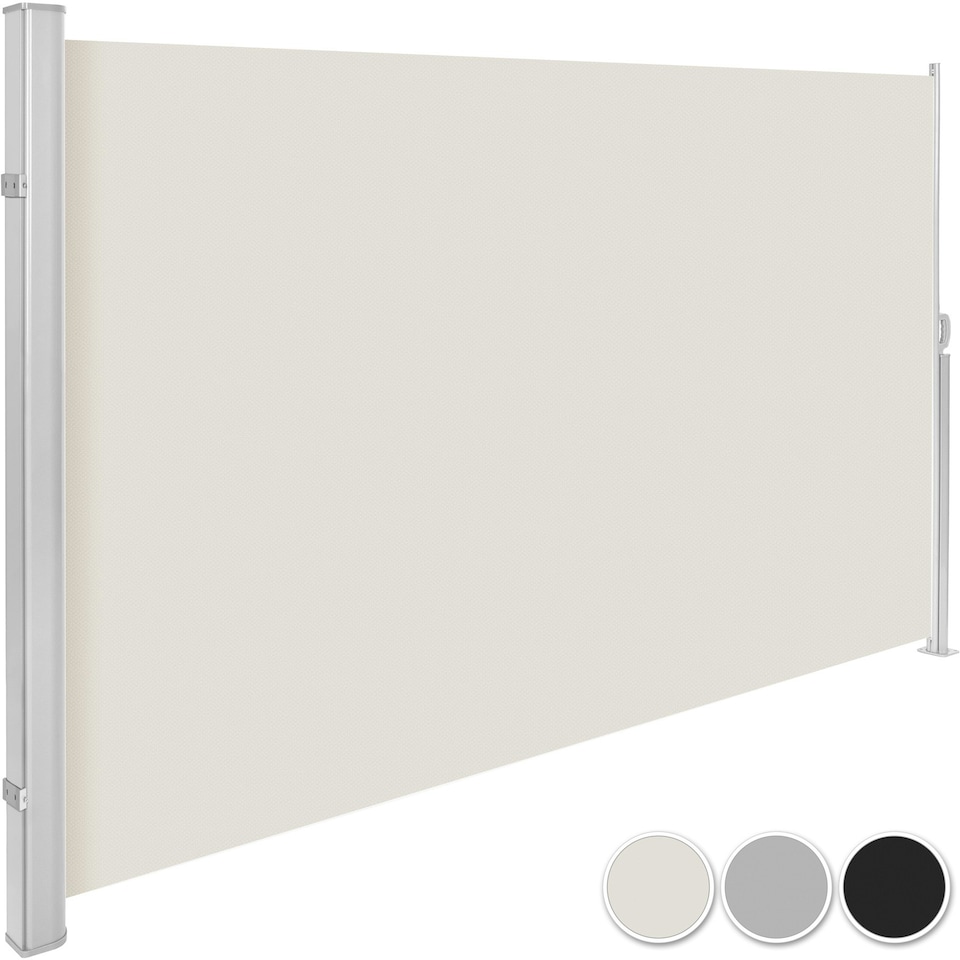 image 1 of Garden Privacy Screen with retractable side awning and aluminium casing | Cream | beige | 1