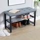image 3 of Metal Shoe Bench with Storage Shelfs For Entryway Hallway Seating | Grey