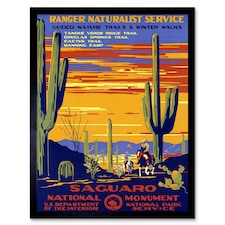 Travel Saguaro Monument Desert Cactus Cowboy USA Framed Wall Art Print