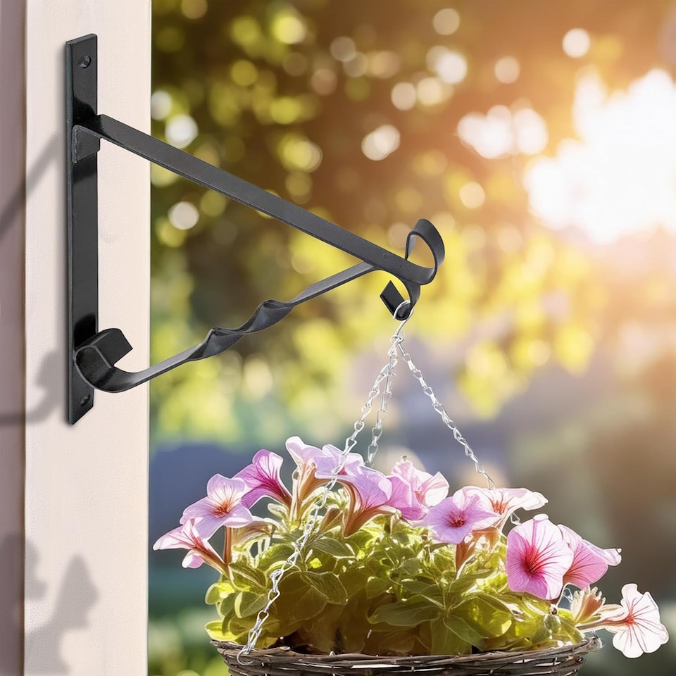 image 1 of Set Of 4 Hanging Basket Brackets 10' Decoration Hooks Flowers Garden