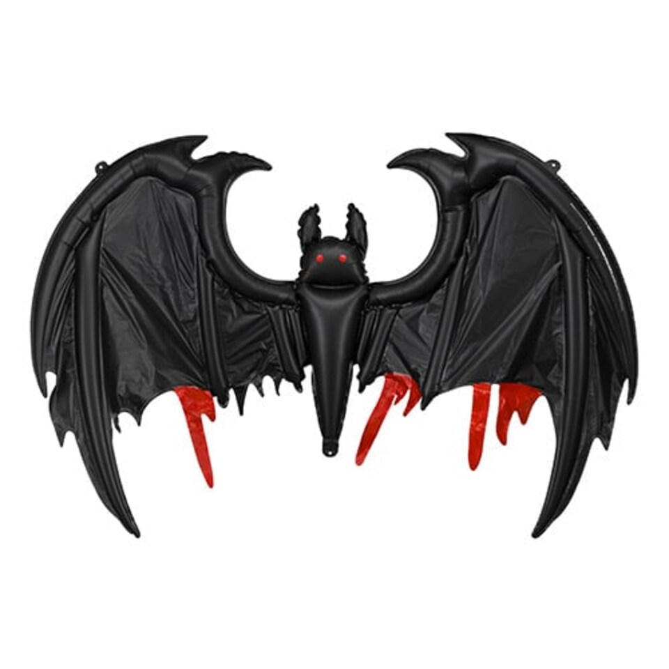 image 1 of Black with Red Bat Halloween Giant Air Fill Foil Balloon 150cm / 59 in