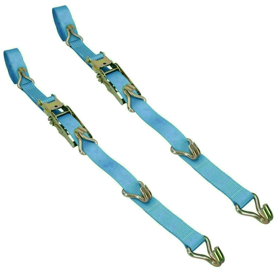 image 1 of 4x Ratchet Strap Trailer Tie Down with Bridging Hooks 5m Hooks Recovery 2.5 Ton