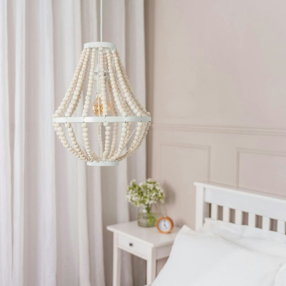 image 1 of ValueLights Elodie Natural Beaded Ceiling Light Shade