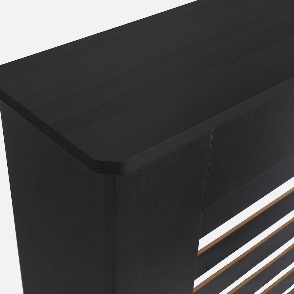 image 1 of OHS MDF Horizontal Slat Grilled Radiator Cover, Small - Black Black