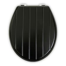 Interiors by Premier Black Panel Effect Toilet Seat, Wooden Toilet Lid with Metal Hinges, Bathroom Seat With Zinc Alloy Fittings