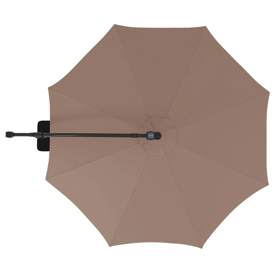 image 1 of COSTWAY 290 cm Solar Offset Hanging Sunshade Parasol Coffee Brown