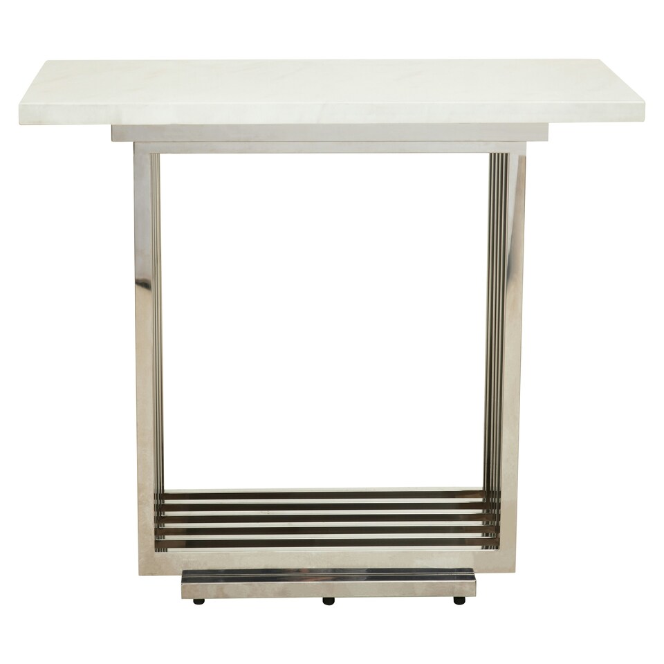 image 1 of Interiors by Premier White Marble Console Table Silver