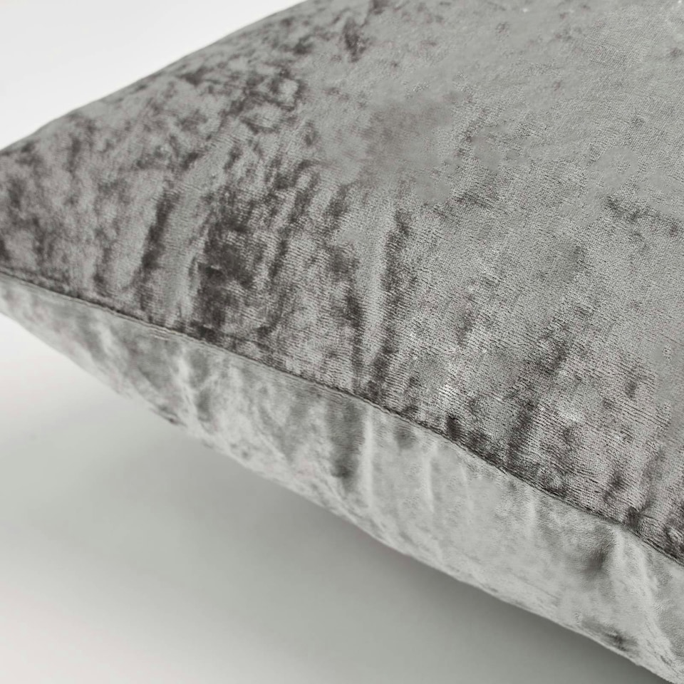image 1 of OHS 2 x Luxury Plain Crushed Velvet Cushion Covers, 45x45cm - Silver