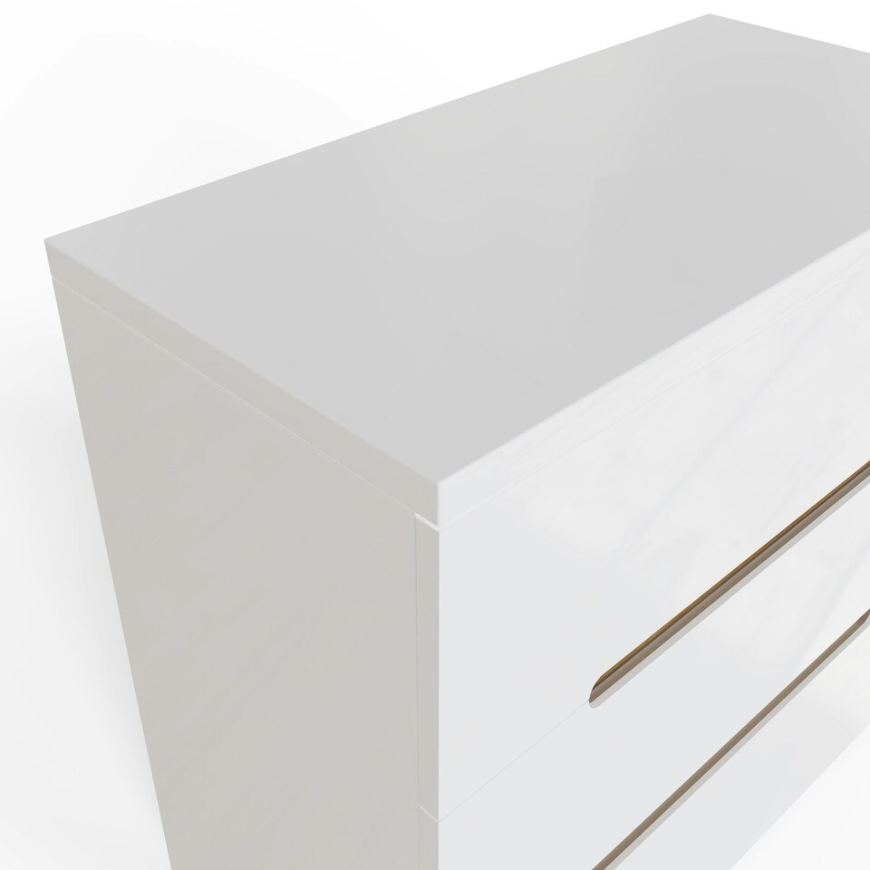 image 1 of FWStyle Veloce 3 Drawer Chest Of Drawers - White Gloss, Quick Click Assembly