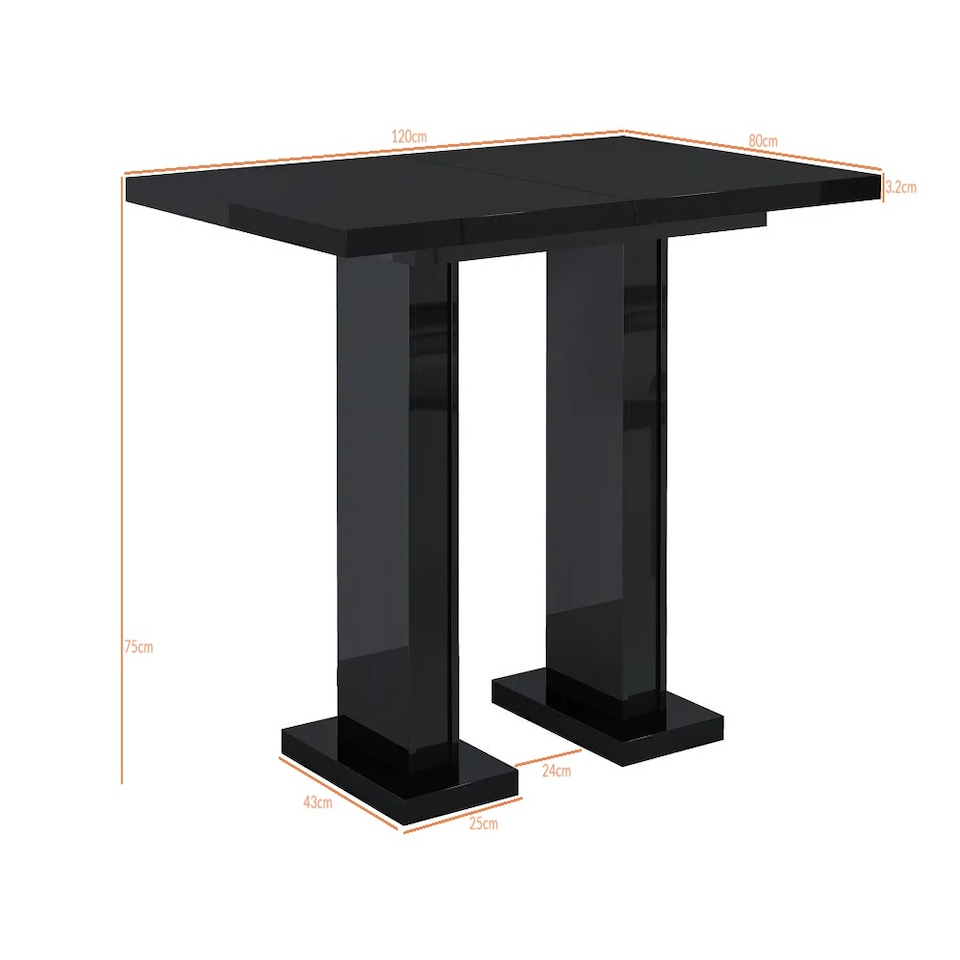 image 1 of Extendable Dining Table Modern Black Gloss Small Extending 4 6 8 Seater Dining Room Pillar Pedestal Leg GIA