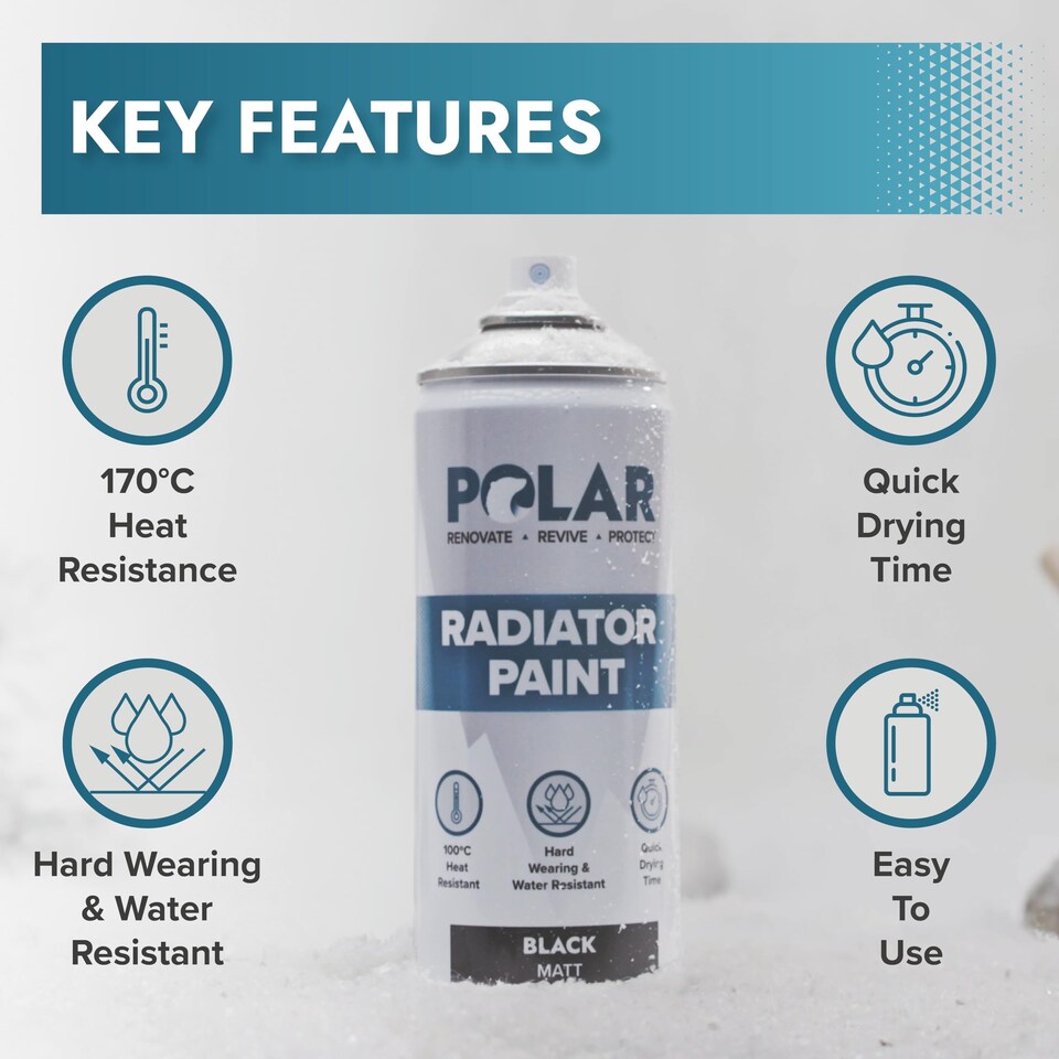 image 1 of Polar Radiator Spray Paint Heat Resistant Satin | Black | Satin Black | 400 ml | 1