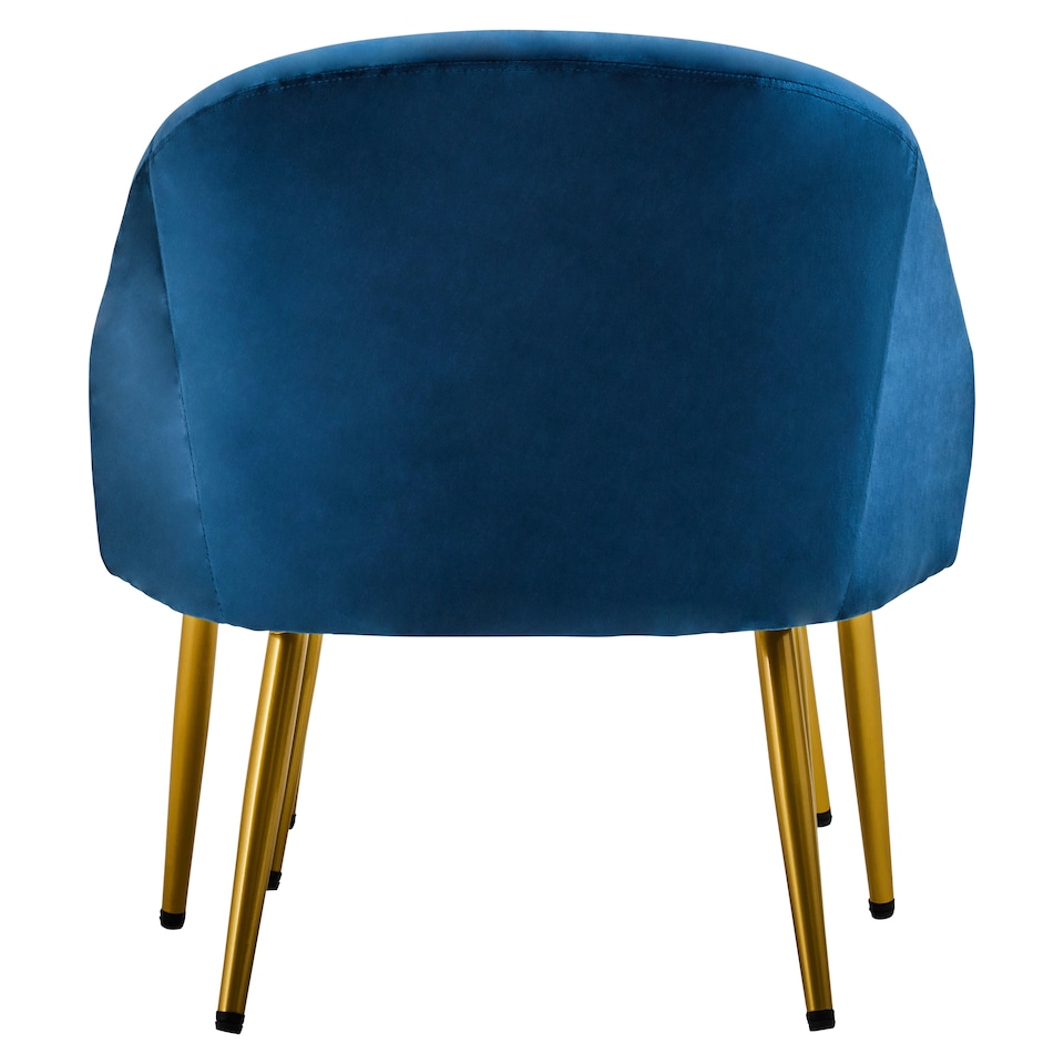 image 1 of Interiors by Premier Midnight Blue Velvet Chair with Gold Legs and Footstool, Contemporary Accent Chair with high Footstool