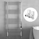 image 1 of Polished Chrome 1200 x 400mm Heated Bathroom Towel Rail Warmer Ladder Radiator with Angled Manual Valves Pair