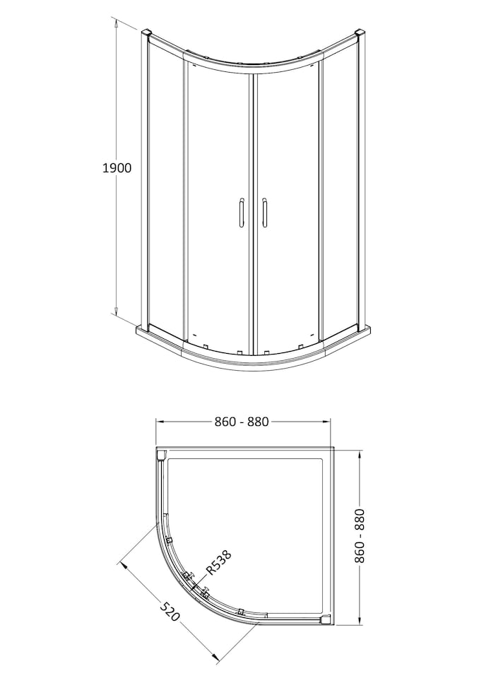 image 1 of Balterley Quadrant Shower Enclosure with Safety Glass & Tray | Black | Matt Black