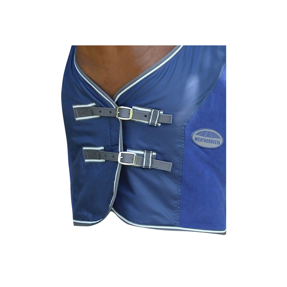 image 1 of Weatherbeeta Fleece Cooler Standard Neck Turnout Rug - Dark Blue/Grey/White - 7ft