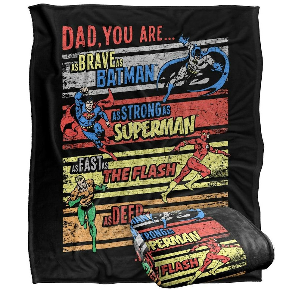 image 1 of Justice League Hero Dad Blanket - Multicoloured - One Size
