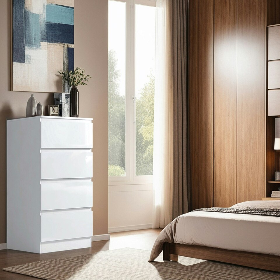 image 1 of FWStyle Stora 4 Drawer Chest of Drawers - White Gloss Front