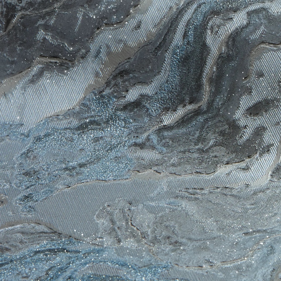 image 1 of Nakura Wallpaper in Grey and Blue with Silver Metallic | Grey | Grey and Blue with Silver Metallic | 53cm x 10m