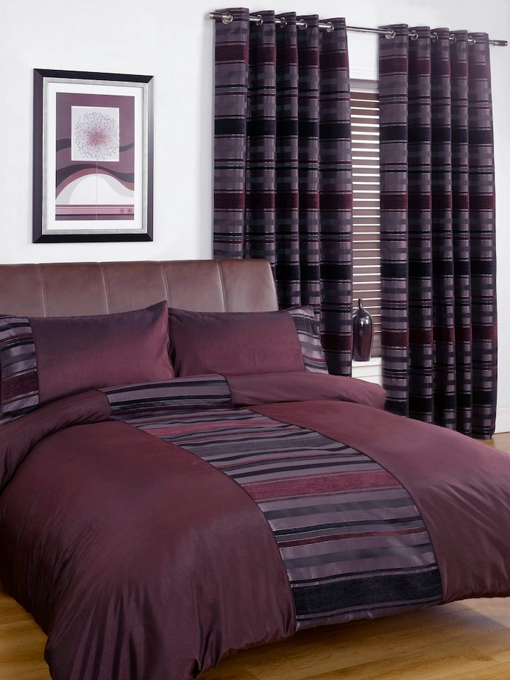 image 1 of New York Polycotton Duvet Cover Set with Pillowcase | Purple | Single | 1