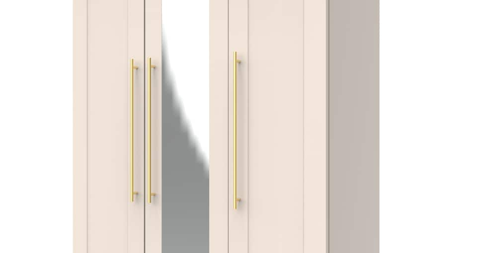 image 1 of Helmsley Tall Triple Mirrored Wardrobe in Kashmir Matt (Ready Assembled) | Cream | Kashmir Matt