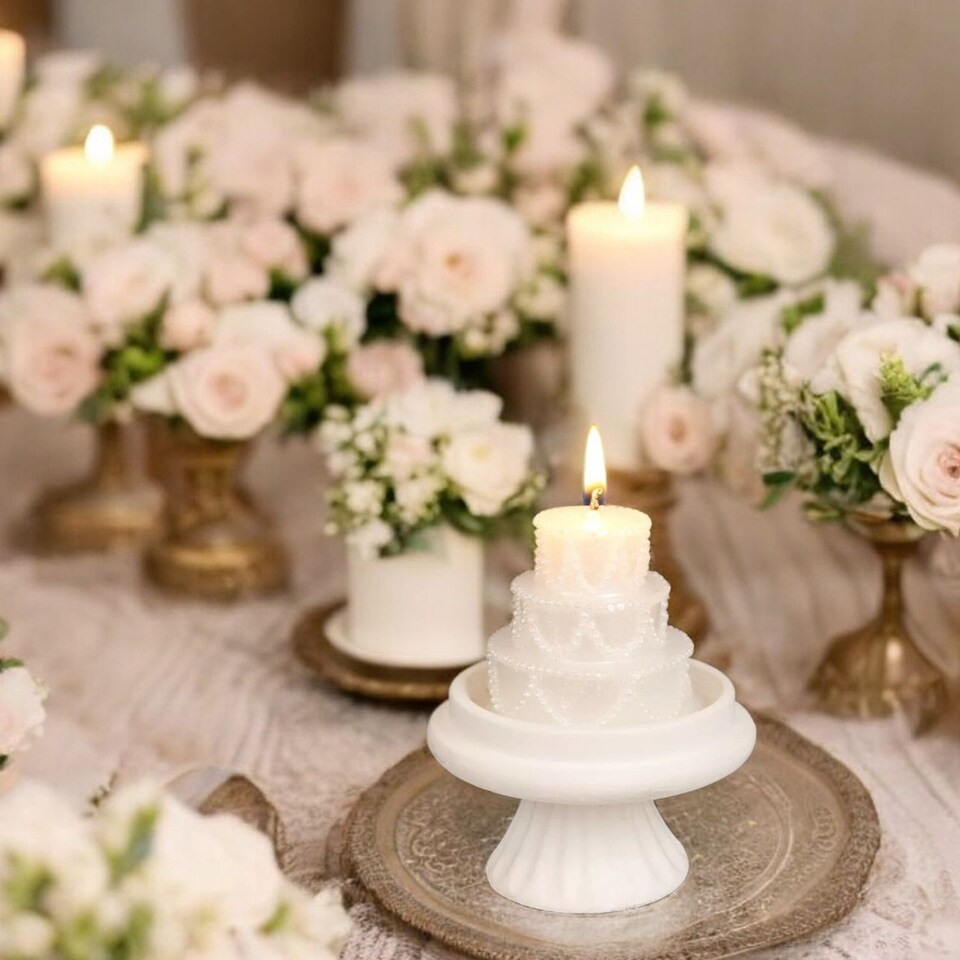 image 1 of 3 Tier Wedding Cake Candle | White | 4