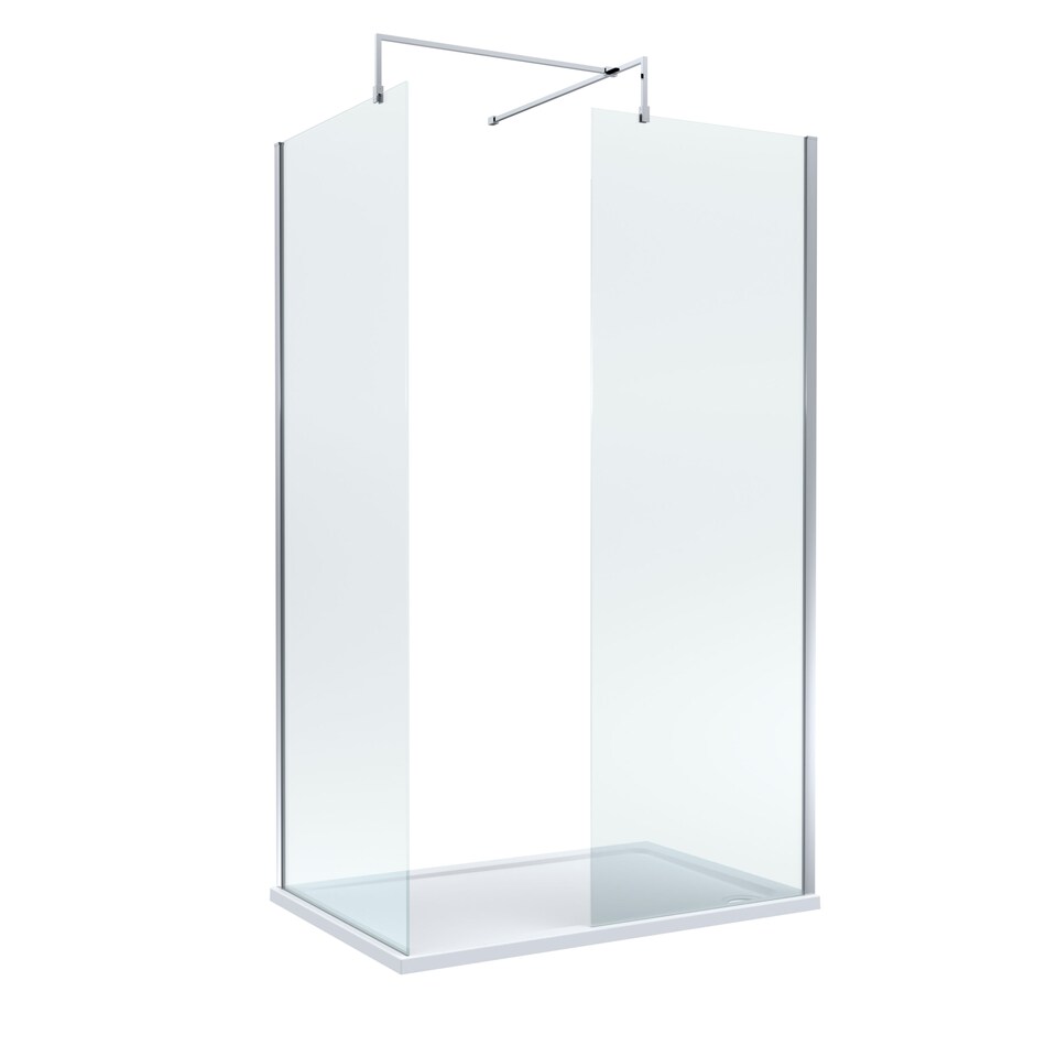 image 1 of Balterley Glass Walk In Wetroom Screens with Profile and Shower Tray | Silver | Chrome