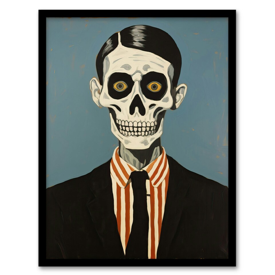 image 1 of Looking Sharp By Ryan Ramirez Smart Skeleton Black Framed Wall Art Print A4