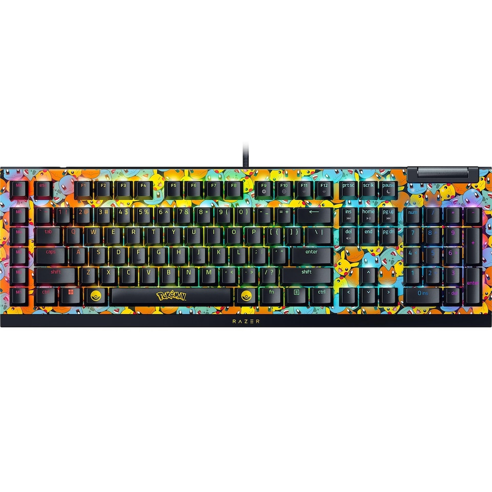 image 1 of BlackWidow V4 X Pokémon Edition - Mechanical Gaming Keyboard - Chroma RGB - Green Clicky Switches - 6 Dedicated Macro Keys - Doubleshot ABS Keycaps - QWERTY US-Layout | Pokémon Kanto