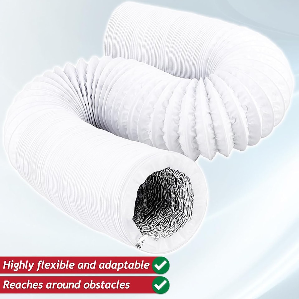 image 1 of SPARES2GO Vent Hose Extension Kit for DeLonghi Portable Air Conditioners Aluminium Insulated AC Pipe Duct (6m, 5" / 125mm)