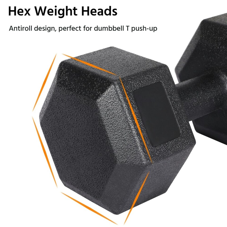 image 1 of Yaheetech 2x10kg (Sold in Pair) Hex Dumbbells Set Black