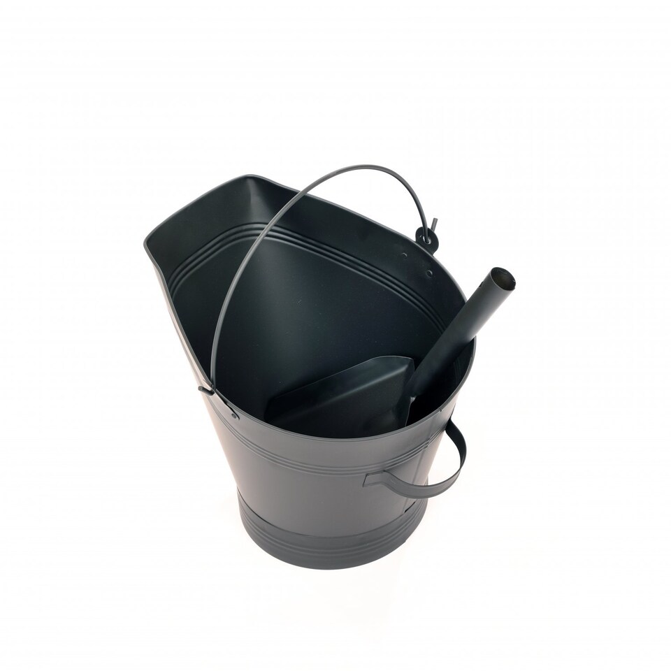 image 1 of Heavy Duty Steel Fireplace Coal Bucket Scuttle Hod with Shovel