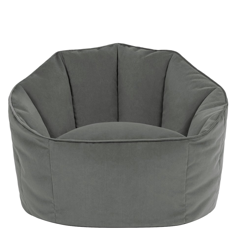 image 1 of icon Sirena  Velvet Bean Bag Accent Bean Bag Chair, Charcoal Grey