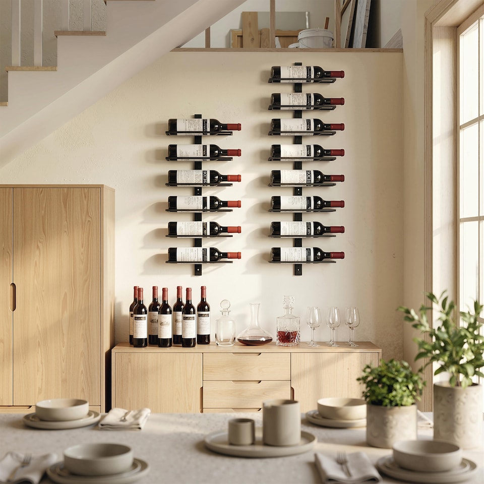 image 1 of HOMCOM Wall Mount Wine Rack for 8 Wine Bottles, Black