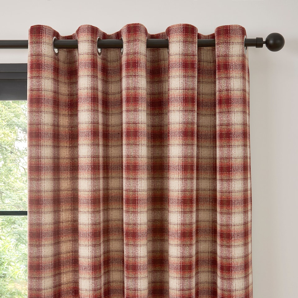 image 1 of Curtina Everett Eyelet Curtains Red