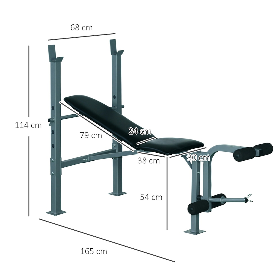 image 1 of HOMCOM Adjustable Multi Gym Weight Bench Barbell Stand Chest Leg Abs Training