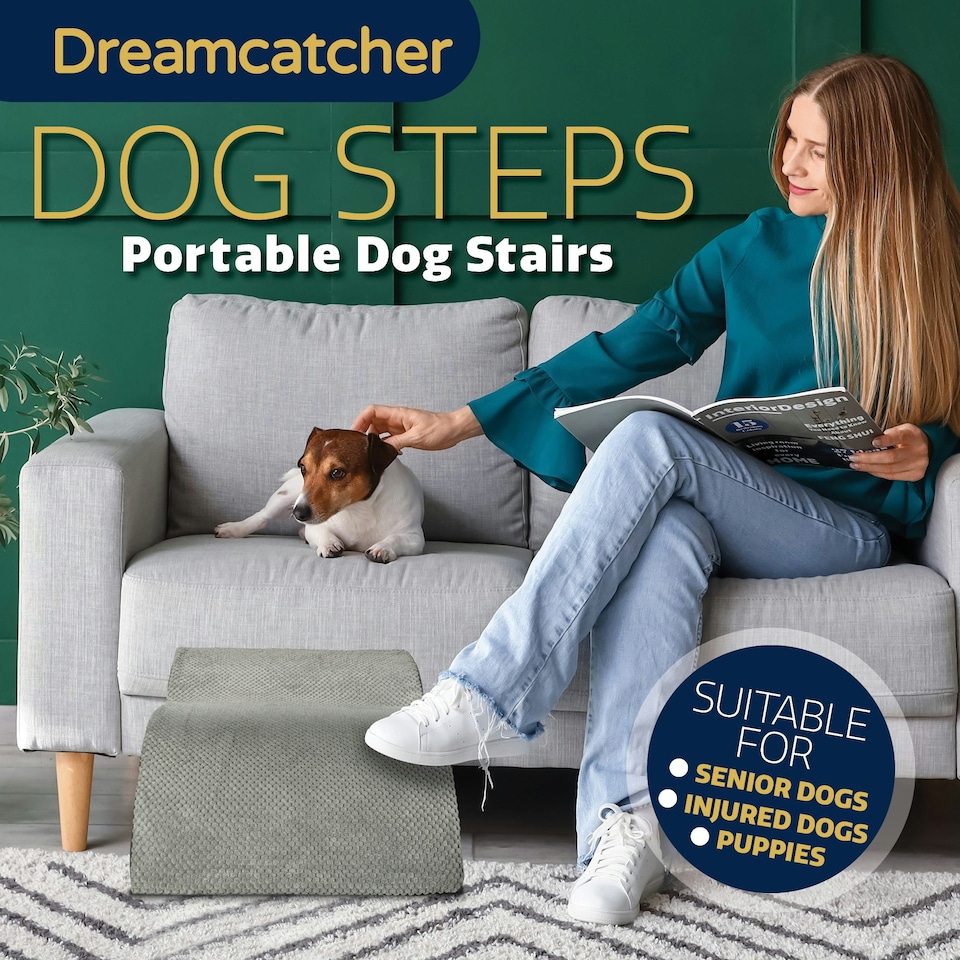 image 1 of Dreamcatcher 2 Step Dog Stairs for Bed 55x40x30cm, High Density Foam Ramp