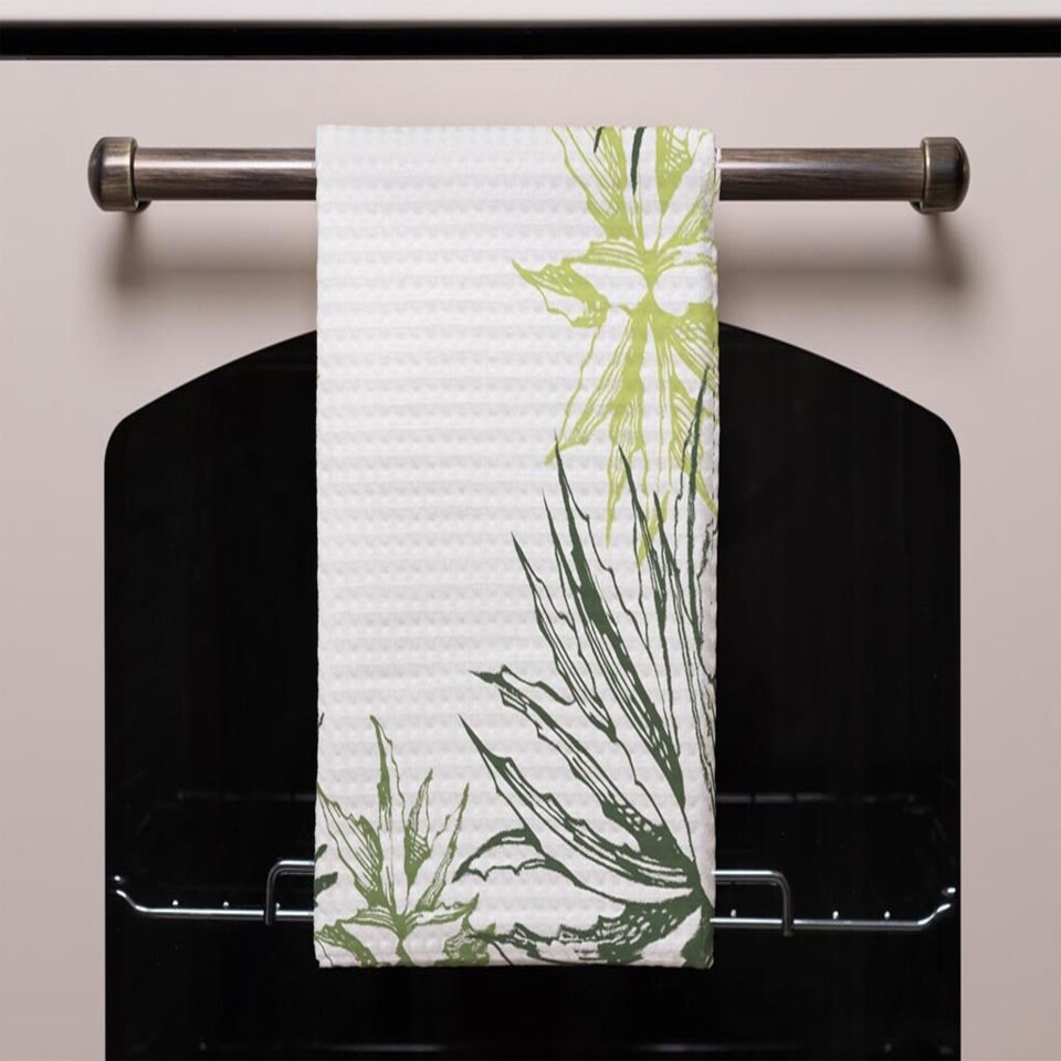 image 1 of Green Leaf Border (Kitchen Towel)