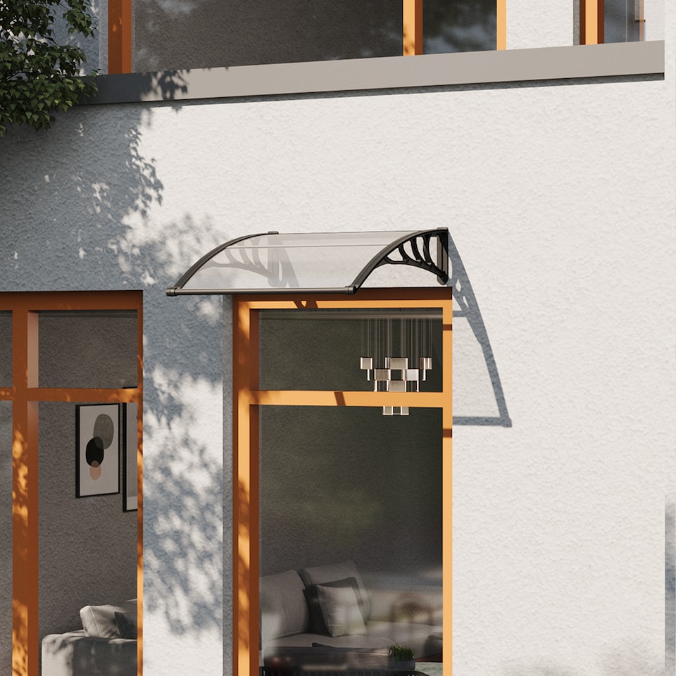 image 1 of Living and Home Awning Canopy for Window and Door with Drainage - 100cm W x 100cm D Clear