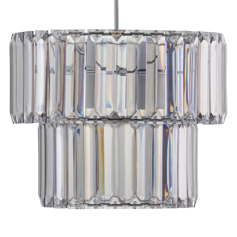 image 1 of Clint - Smoked Acrylic Crystal Two Tier Easy Fit Pendant Shade | Grey | Chrome | Medium | 1
