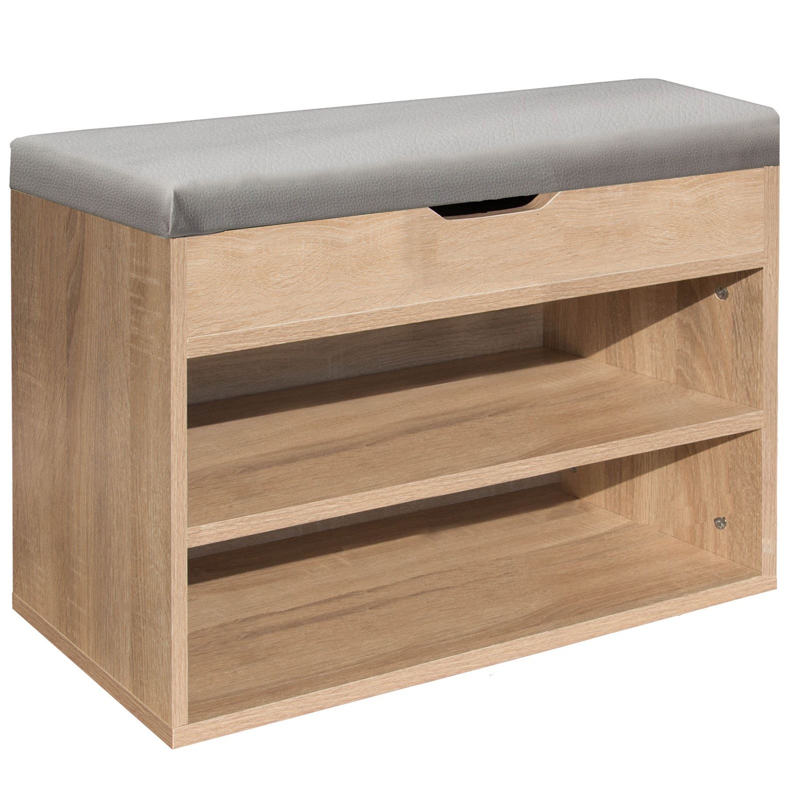 Ottoman Car Rack Gr8 Home Wooden Ottoman Shoes Storage Rack Bench Padded Grey Seat ...