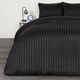 image 3 of OHS Satin Stripe Hotel Quality Duvet Cover and Pillowcase Set, Single - Black