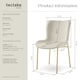 image 6 of Dining Chair Tessa - ergonomic high backrest, slim steel legs, soft fabric - Set of 2 Cream | Velvet Look Beige/Gold