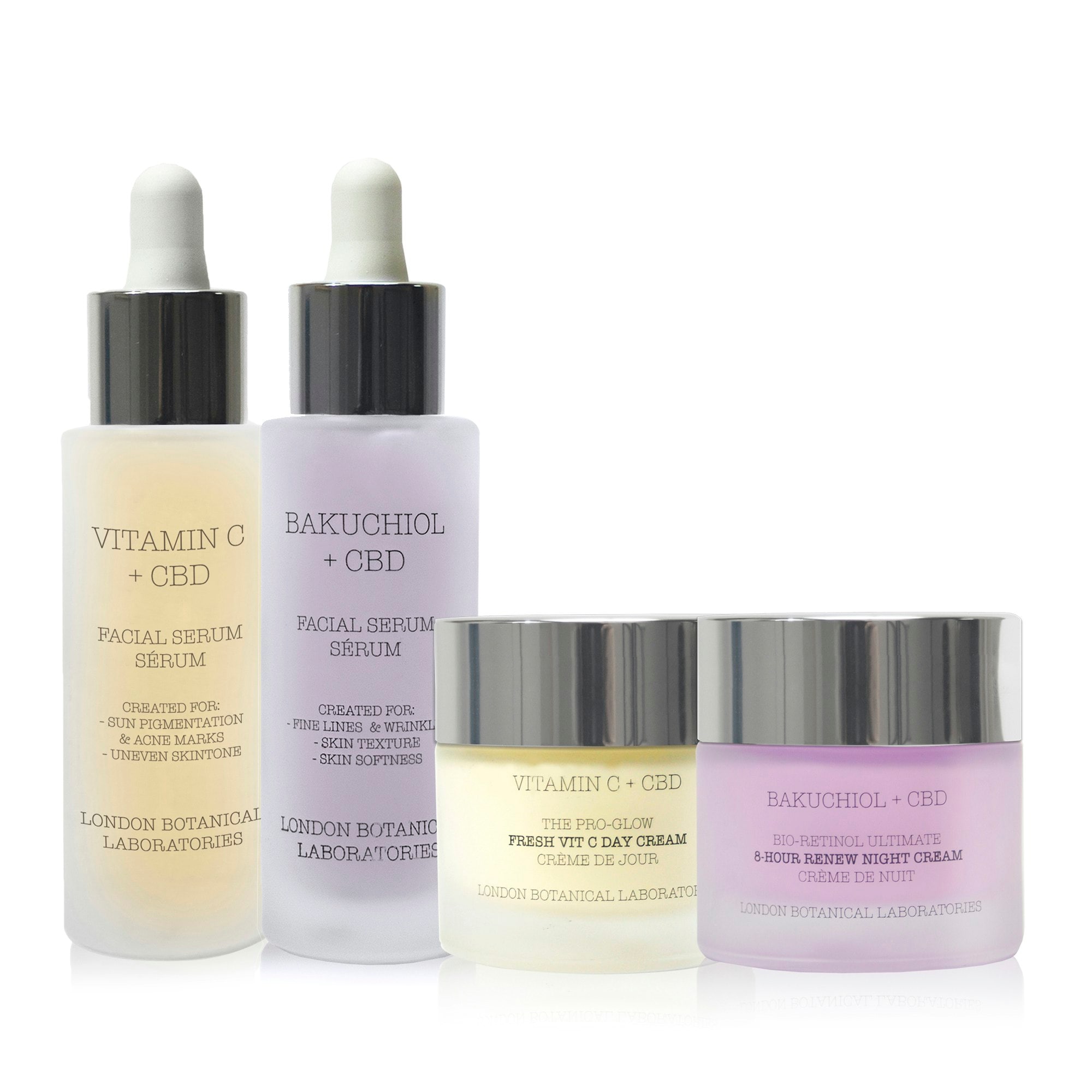 Bakuchiol Serum+ Vitamin C Serum+Vitamin C Day Cream+ Bakuchiol Night Cream