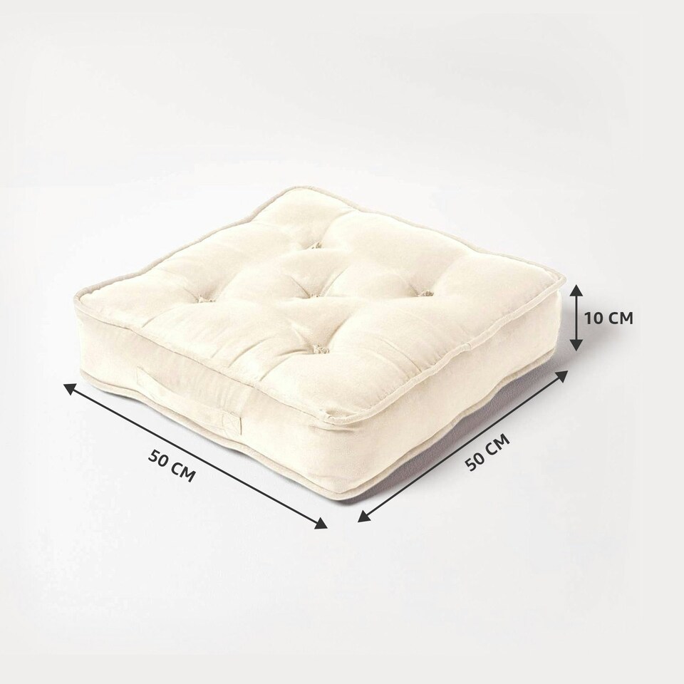 image 1 of Homescapes Cream Faux Suede Armchair Booster Cushion Cream