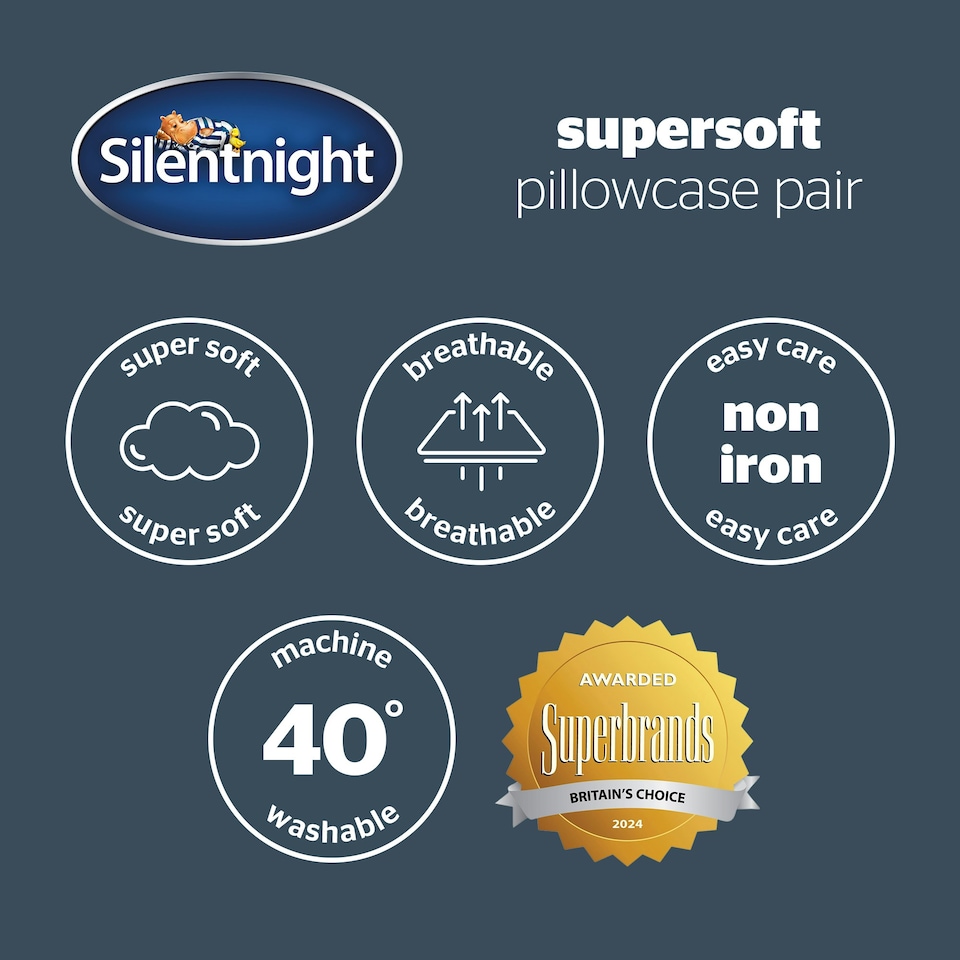 image 1 of Silentnight Supersoft Pillowcases - 2 Pack Black