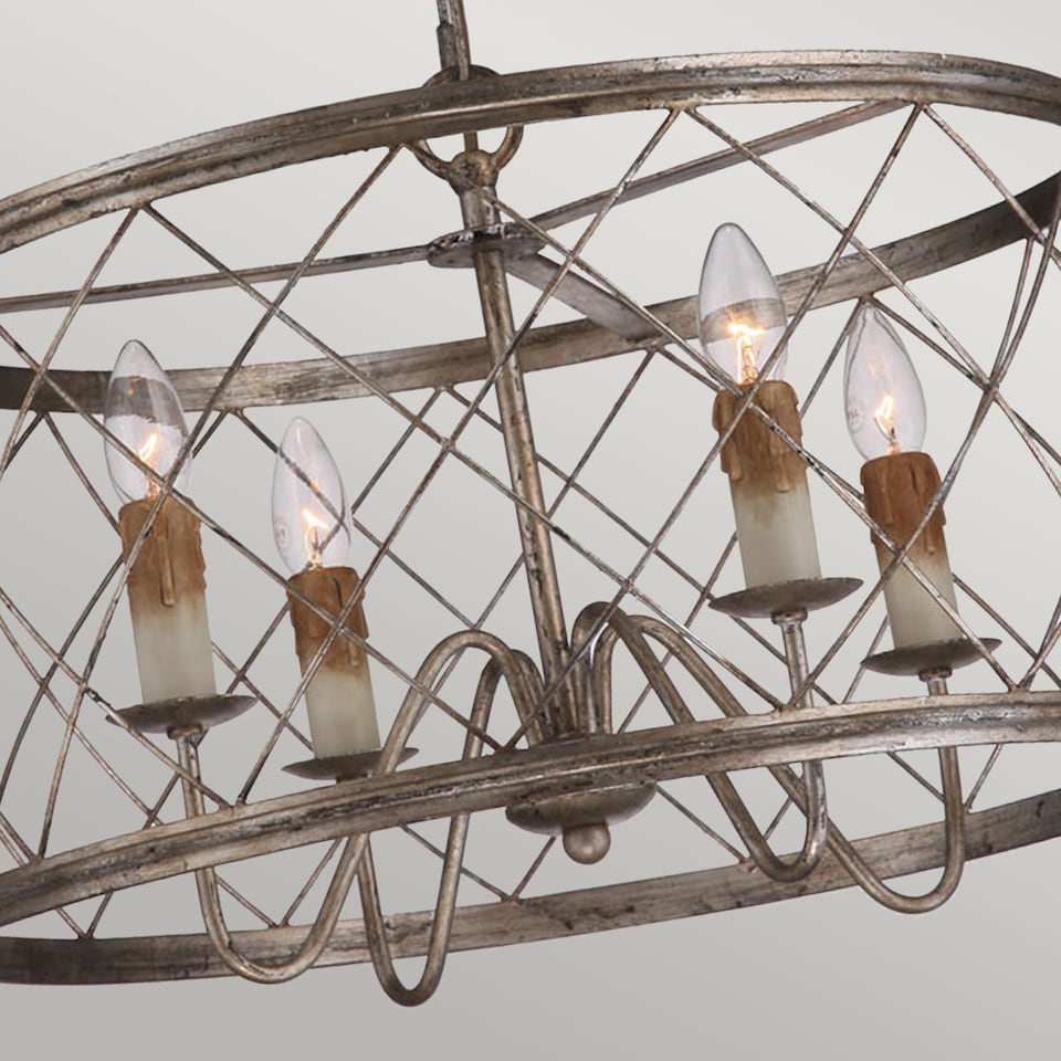 image 1 of Dury 4 Light Cage Ceiling Pendant Century Silver Leaf, E14