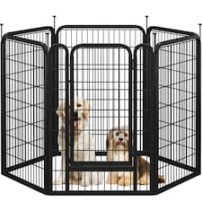 Yaheetech 6 Metal Dog Playpen Panels, 68 × 100 cm Black